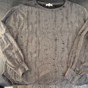 NWOT Gilded Intent Distressed Gray Knit Top